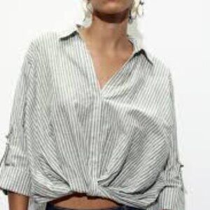 Knotted Linen Blend ZARA Shirt